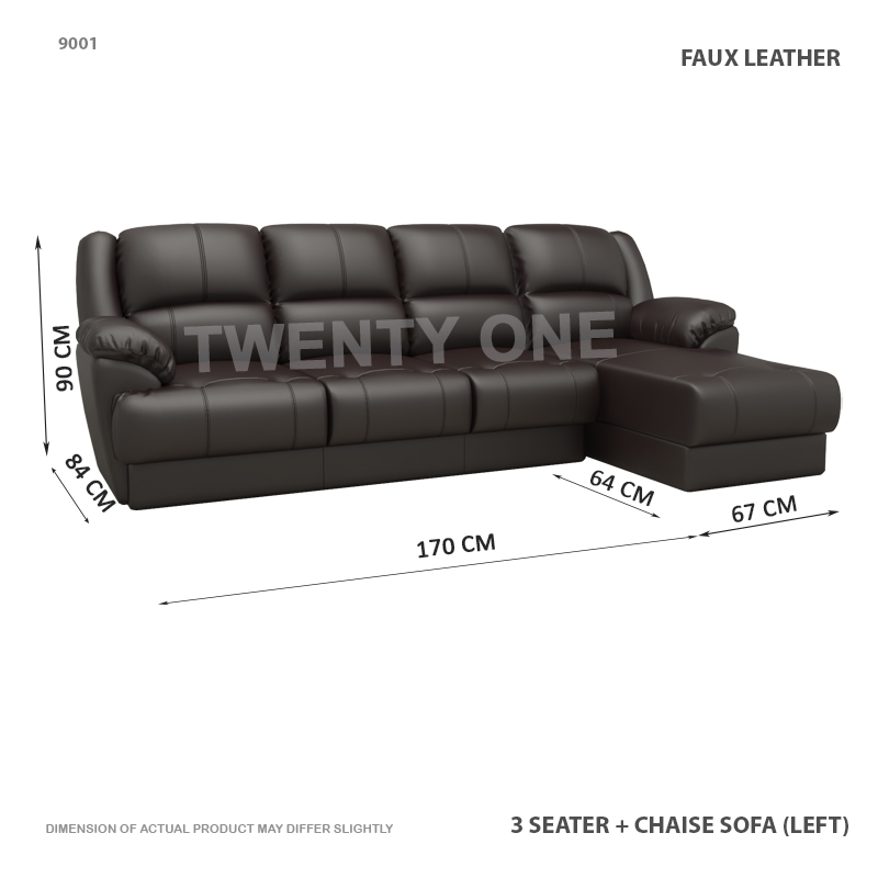9001 3S+ L   3 SEATER WITH CHAISE FAUX LEATHER SOFA 1 C